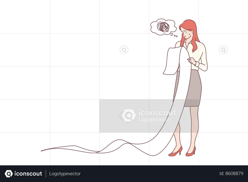 Girl is upset while looking at paper  Illustration