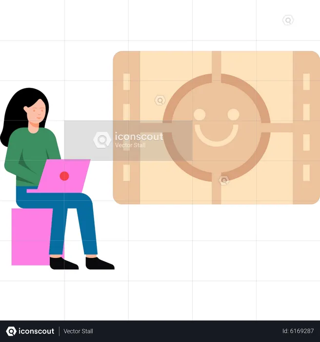 Girl is using laptop  Illustration