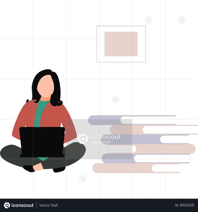 Girl is using laptop  Illustration