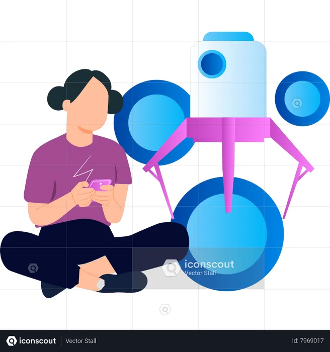 Girl is using phone  Illustration