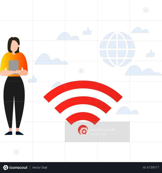Girl is using Wifi  Illustration