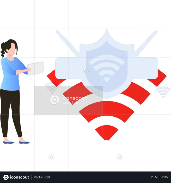 Girl is using Wifi  Illustration