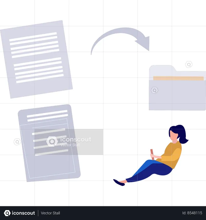 Girl is viewing file conversion  Illustration