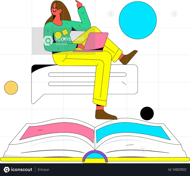 Girl is viewing online study videos  Illustration