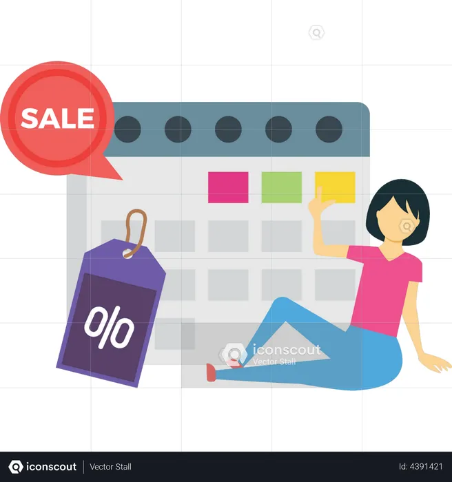 Girl is waiting for the shopping sale  Illustration