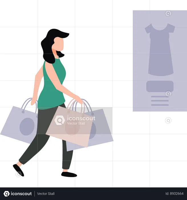 Girl is walking with shopping bags  Illustration