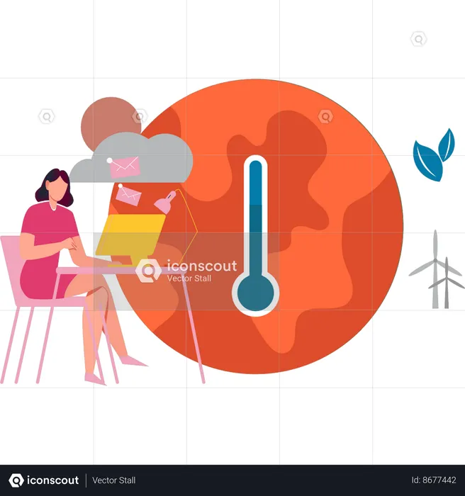 Girl is working on global warming  Illustration