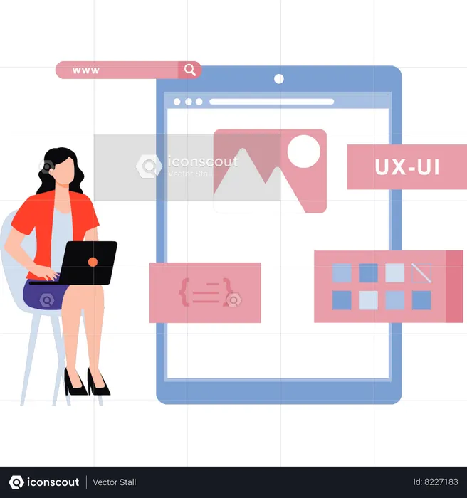 Girl is working on web coding  Illustration