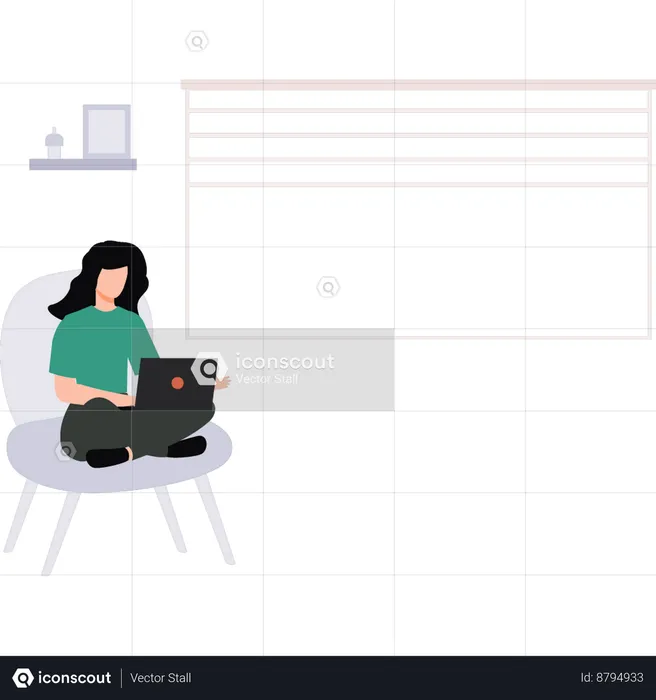 Girl is working online  Illustration