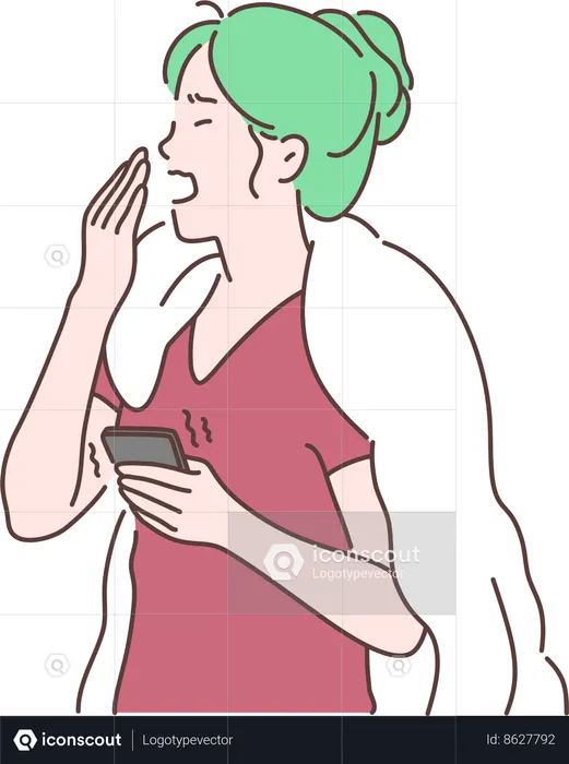 Girl is yawning  Illustration