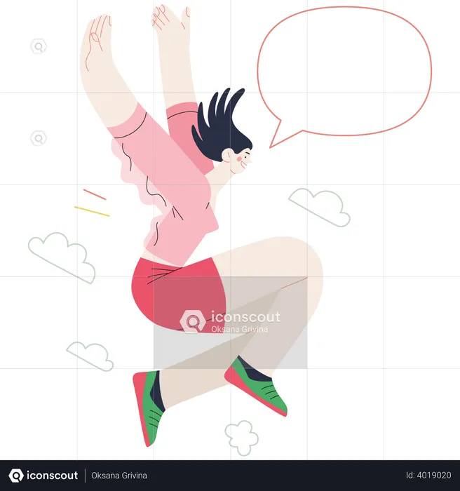 Girl jumping in air  Illustration