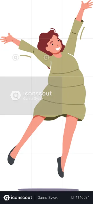 Girl Jumping in Air  Illustration