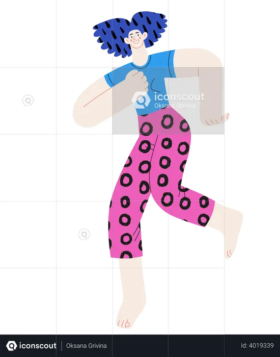 Girl Jumping In Air  Illustration