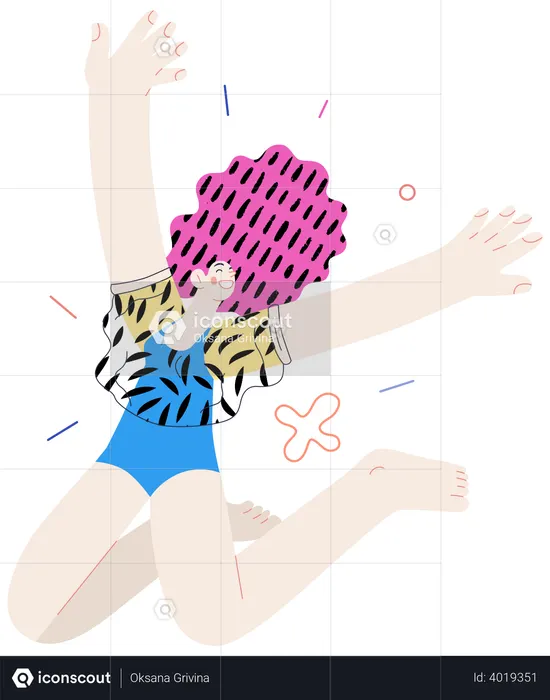 Girl Jumping In Air  Illustration
