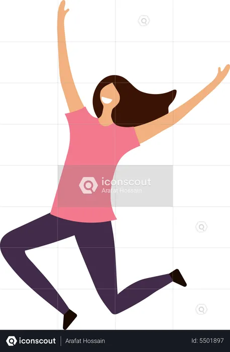 Girl Jumping In Air  Illustration