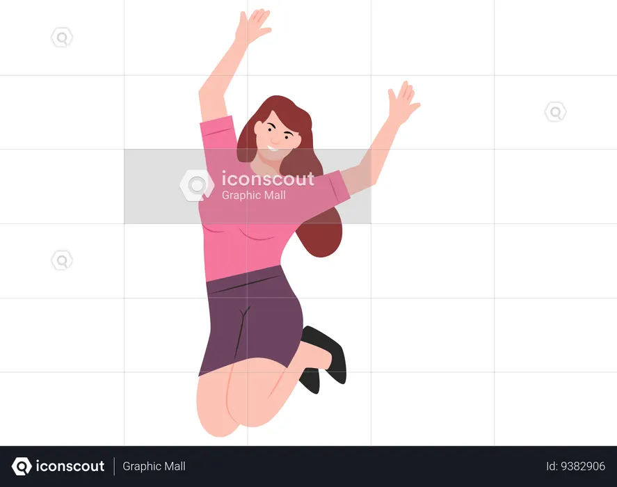 Girl Jumping In Air  Illustration
