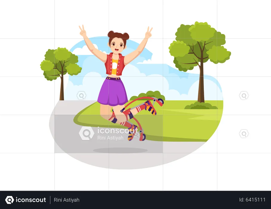 Girl jumping in boots  Illustration
