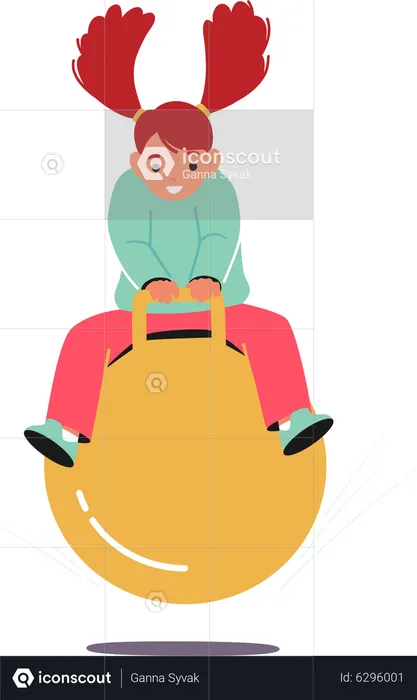 Girl Jumping On Fitness Ball on Playground  Illustration