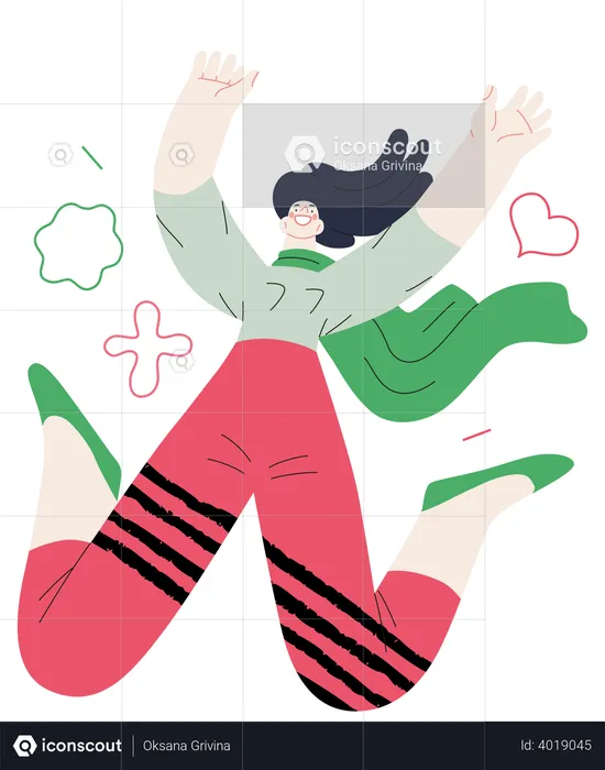 Girl jumping out of joy  Illustration