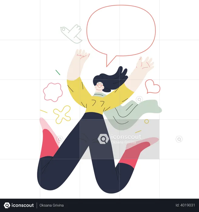 Girl jumping out of joy  Illustration