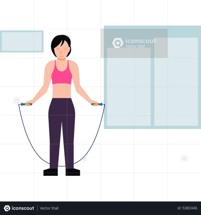 Girl jumping rope for exercise  Illustration