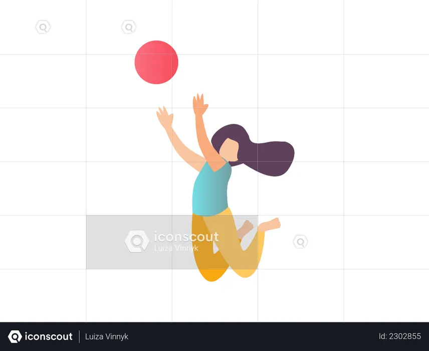 Girl jumping to catch ball  Illustration