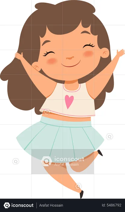 Girl jumping with joy  Illustration