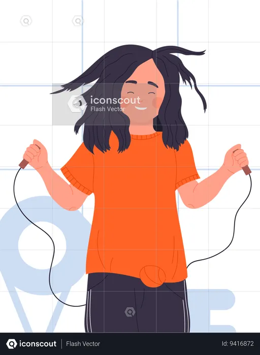 Girl jumping with rope  Illustration