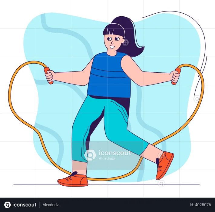 Girl Jumping with Rope  Illustration
