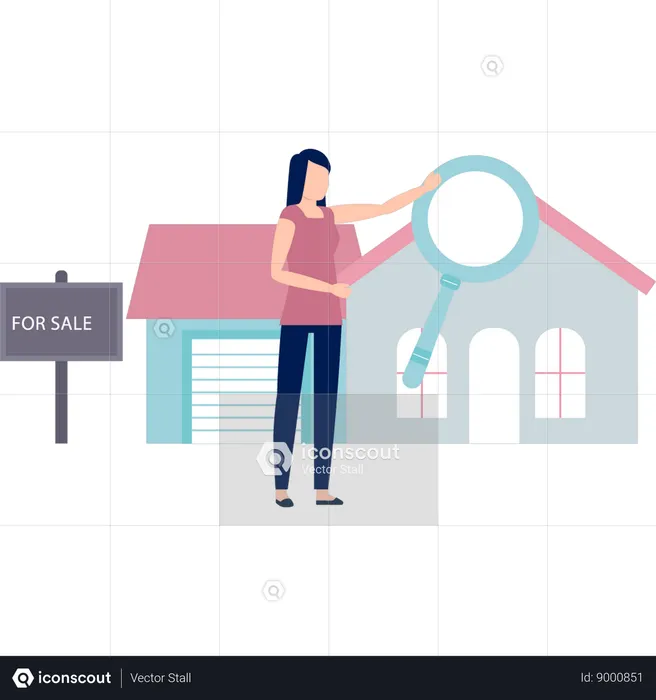 Girl keeps her house for sale  Illustration