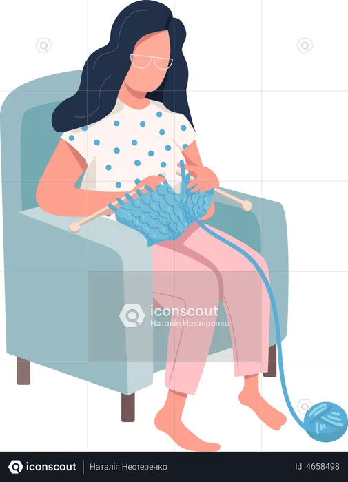 Girl Knitting Clothe  Illustration