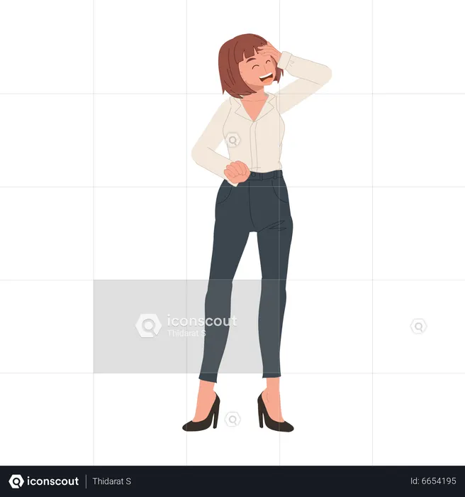 Girl Laughing Expression  Illustration