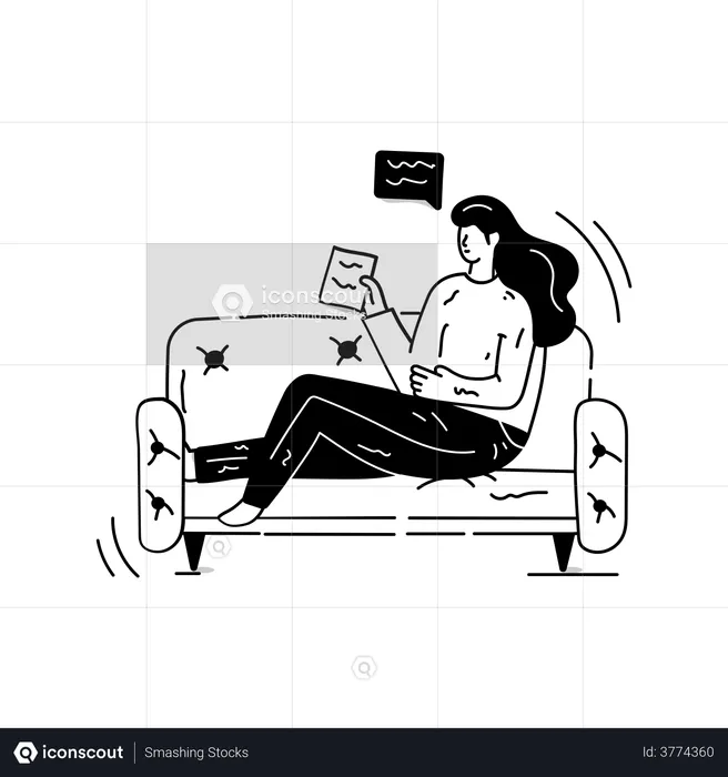 Girl laying on sofa  Illustration