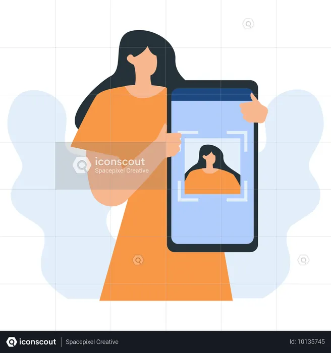 Girl learning about digital identity  Illustration