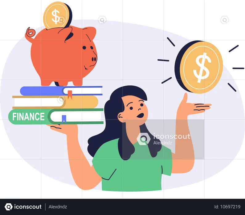 Girl learning about finance  Illustration