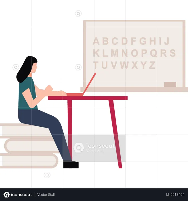 Girl learning English  Illustration