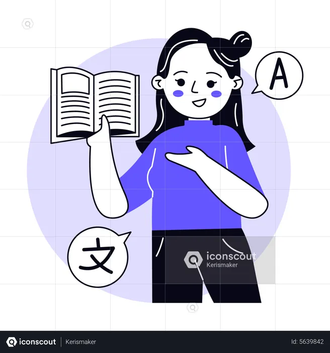 Girl Learning Language  Illustration
