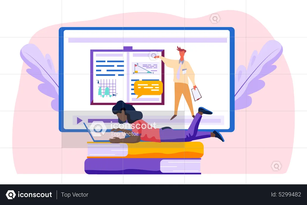 Girl learning online  Illustration