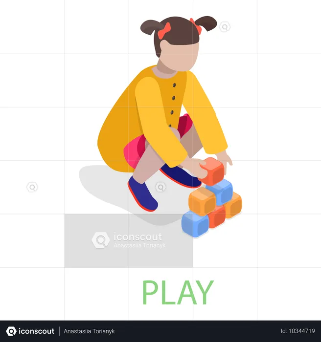 Girl learning to play with shape toy  Illustration