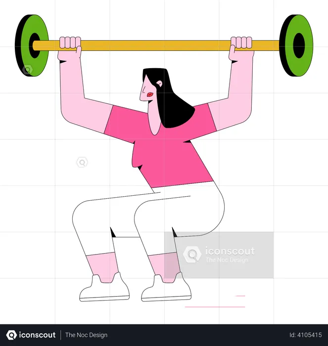 Girl lifting Barbell  Illustration