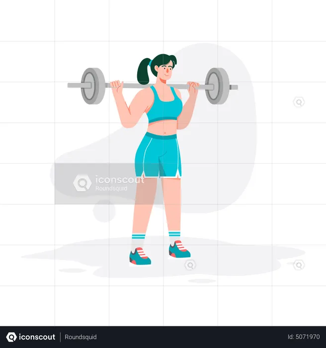 Girl lifting barbell  Illustration