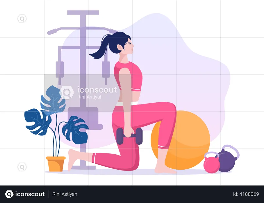 Girl lifting dumbbell  Illustration
