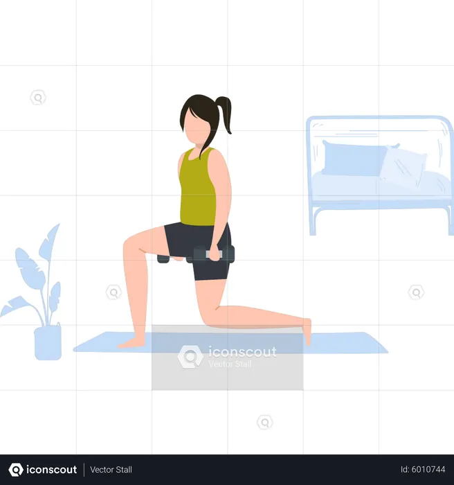 Girl lifting dumbbells  Illustration