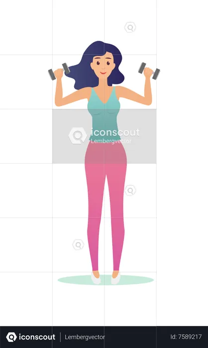 Girl lifting dumbells  Illustration