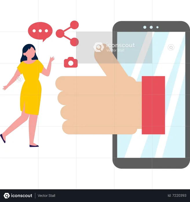 Girl likes to chat on mobile  Illustration