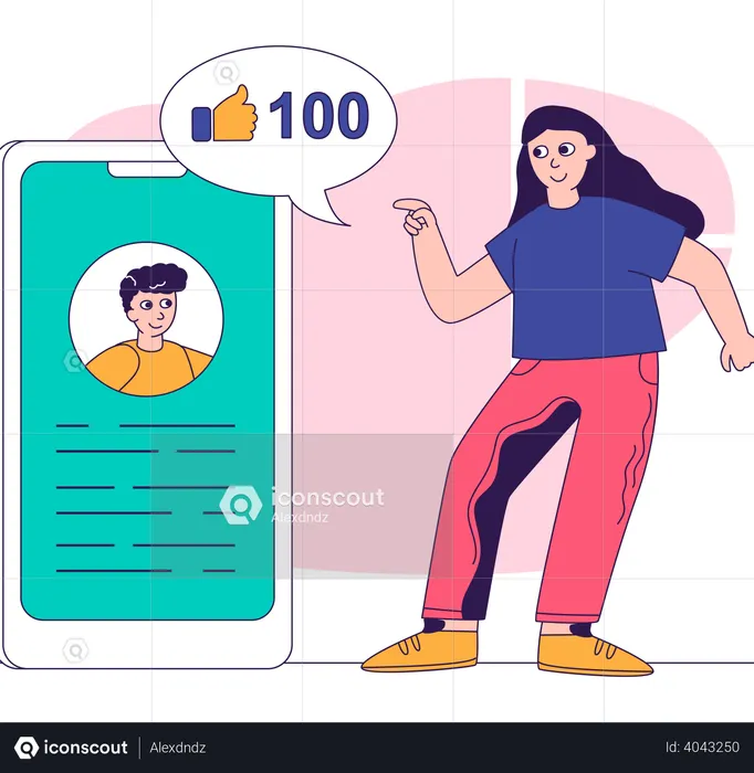 Girl liking social media post  Illustration