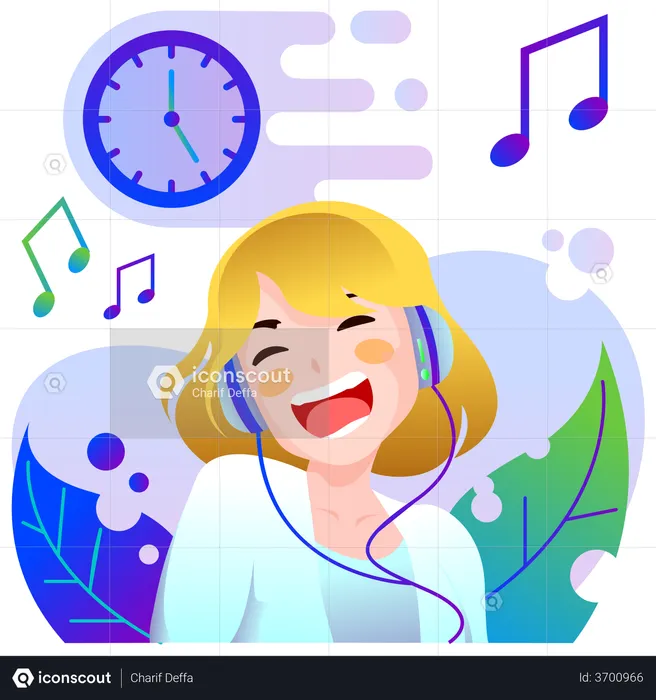 Girl listen to music  Illustration