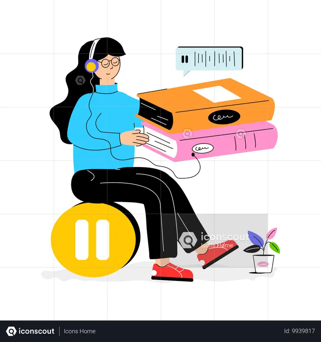 Girl listening Audiobook  Illustration