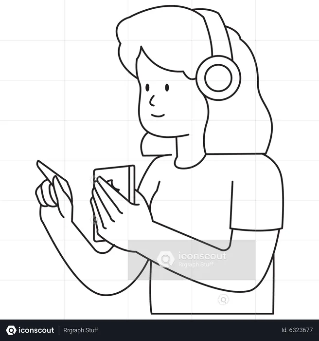 Girl Listening to podcast  Illustration