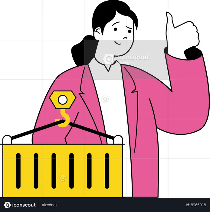 Girl loading container  Illustration